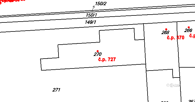 Pohořelice 727 na parcele st. 270 v KÚ Pohořelice nad Jihlavou, Katastrální mapa