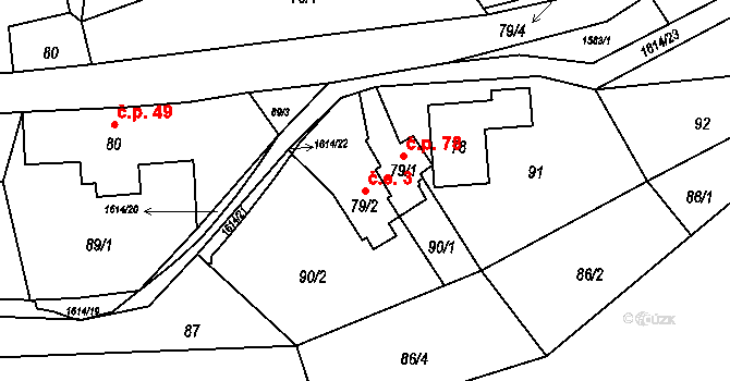 Fojtovice 3, Heřmanov na parcele st. 79/2 v KÚ Fojtovice u Heřmanova, Katastrální mapa