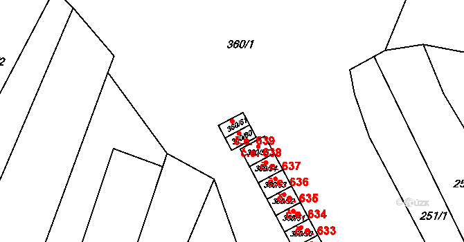 Sedlešovice 639, Nový Šaldorf-Sedlešovice na parcele st. 360/61 v KÚ Sedlešovice, Katastrální mapa