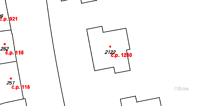 Lipník nad Bečvou I-Město 1260, Lipník nad Bečvou na parcele st. 2122 v KÚ Lipník nad Bečvou, Katastrální mapa