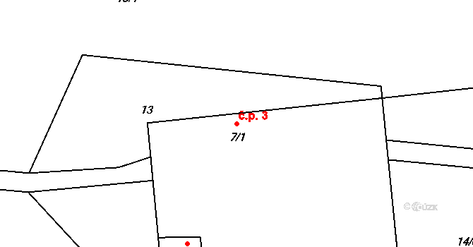 Horní Miletín 3, Lišov na parcele st. 7/1 v KÚ Horní Miletín, Katastrální mapa