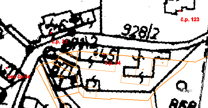 Vojkovice 34 na parcele st. 45 v KÚ Vojkovice nad Ohří, Katastrální mapa