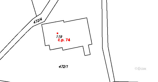 Horní Světlá 74, Mařenice na parcele st. 119 v KÚ Horní Světlá pod Luží, Katastrální mapa