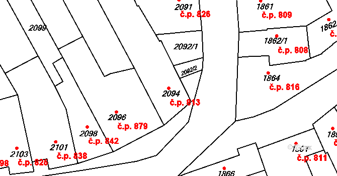 Slavíkovice 813, Rousínov na parcele st. 2094 v KÚ Rousínov u Vyškova, Katastrální mapa