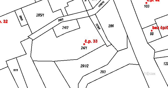 Staré Heřminovy 33 na parcele st. 24/1 v KÚ Staré Heřminovy, Katastrální mapa