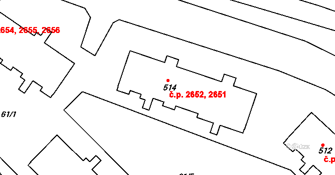 Šumperk 2651,2652 na parcele st. 514 v KÚ Dolní Temenice, Katastrální mapa