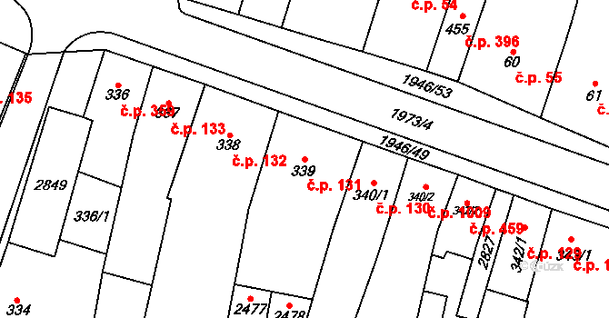 Třebechovice pod Orebem 131 na parcele st. 339 v KÚ Třebechovice pod Orebem, Katastrální mapa