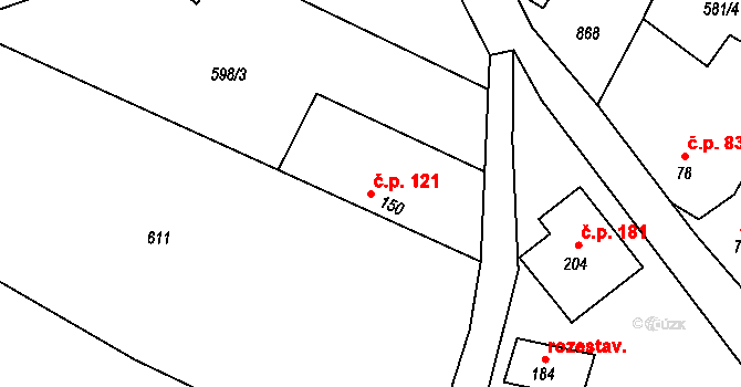 Předonín 121, Bechlín na parcele st. 150/1 v KÚ Předonín, Katastrální mapa