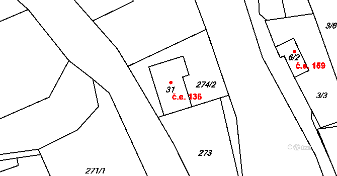 Solanec pod Soláněm 136, Hutisko-Solanec na parcele st. 31 v KÚ Solanec pod Soláněm, Katastrální mapa