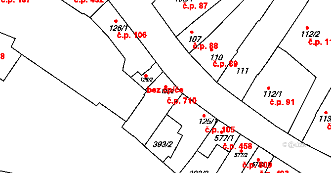 Lysá nad Labem 710 na parcele st. 125/2 v KÚ Lysá nad Labem, Katastrální mapa