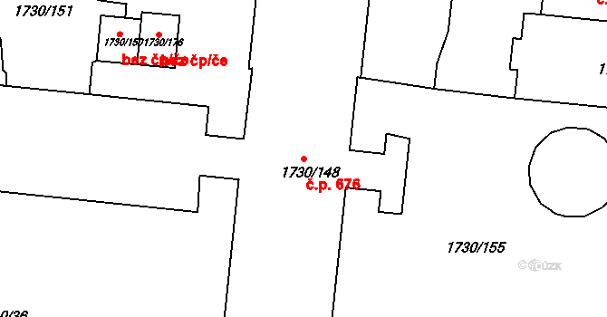 Miřetice u Klášterce nad Ohří 676, Klášterec nad Ohří na parcele st. 1730/148 v KÚ Miřetice u Klášterce nad Ohří, Katastrální mapa