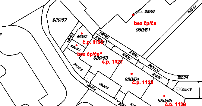 Nový Bohumín 1127, Bohumín na parcele st. 980/63 v KÚ Nový Bohumín, Katastrální mapa
