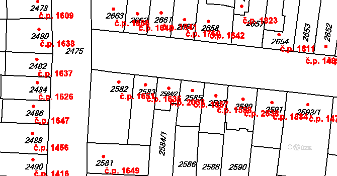 Líšeň 2038, Brno na parcele st. 2584/2 v KÚ Líšeň, Katastrální mapa