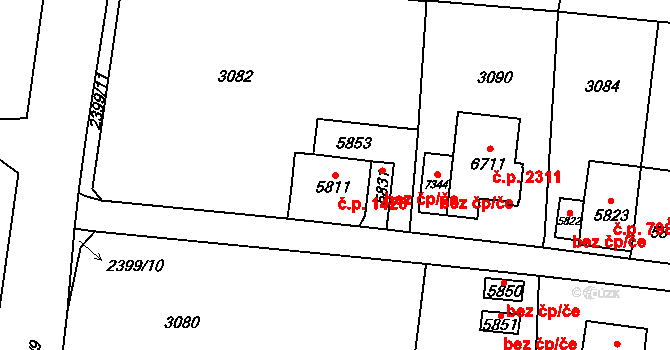Cheb 1426 na parcele st. 5811 v KÚ Cheb, Katastrální mapa