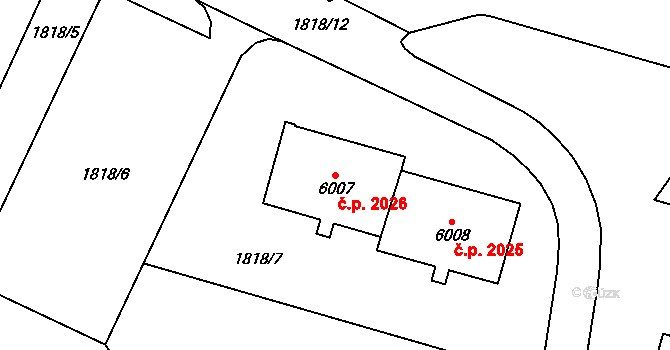 Cheb 2026 na parcele st. 6007 v KÚ Cheb, Katastrální mapa