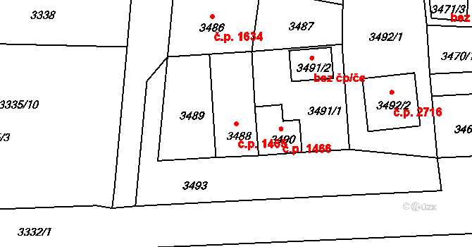 Česká Lípa 1465 na parcele st. 3488 v KÚ Česká Lípa, Katastrální mapa