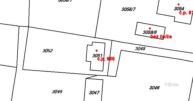 Rumburk 1 956, Rumburk na parcele st. 3051 v KÚ Rumburk, Katastrální mapa