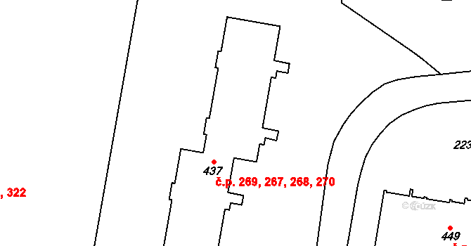 Krasice 269, Prostějov na parcele st. 439 v KÚ Krasice, Katastrální mapa