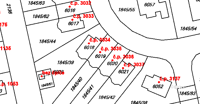 Šumperk 3035 na parcele st. 6019 v KÚ Šumperk, Katastrální mapa