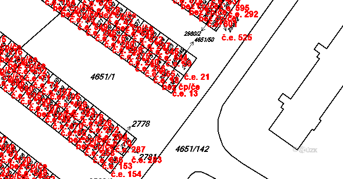 Veselí nad Moravou 13 na parcele st. 2383/1 v KÚ Veselí-Předměstí, Katastrální mapa