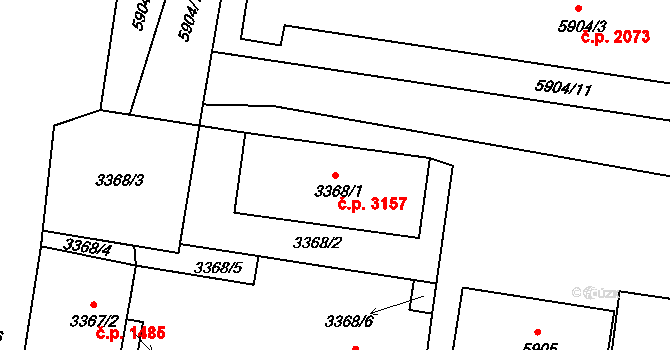 Česká Lípa 3157 na parcele st. 3368/1 v KÚ Česká Lípa, Katastrální mapa