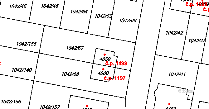 Valdické Předměstí 1198, Jičín na parcele st. 4059 v KÚ Jičín, Katastrální mapa