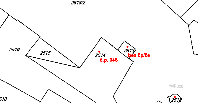 Jemnice 346 na parcele st. 2514 v KÚ Jemnice, Katastrální mapa