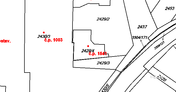 Hluk 1541 na parcele st. 2429/4 v KÚ Hluk, Katastrální mapa