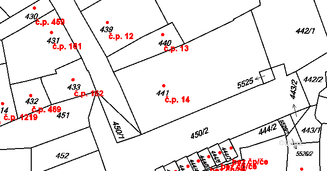 Předměstí 14, Litoměřice na parcele st. 441 v KÚ Litoměřice, Katastrální mapa