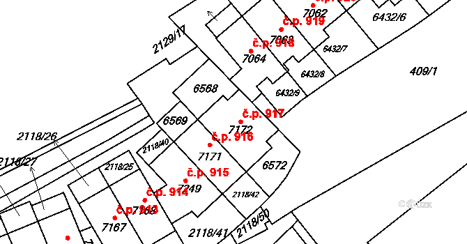 Beroun-Závodí 917, Beroun na parcele st. 7172 v KÚ Beroun, Katastrální mapa