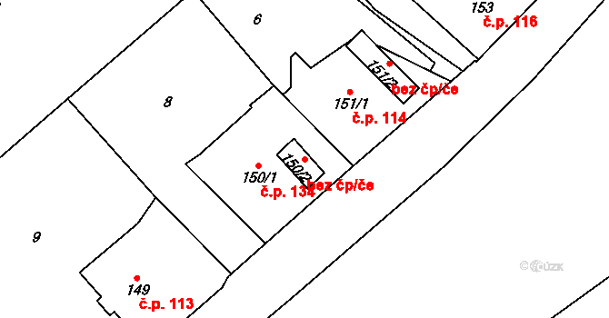 Tvrdkov 38099055 na parcele st. 150/2 v KÚ Ruda u Rýmařova, Katastrální mapa