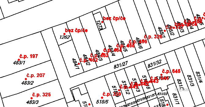 Tlumačov 464 na parcele st. 484/3 v KÚ Tlumačov na Moravě, Katastrální mapa