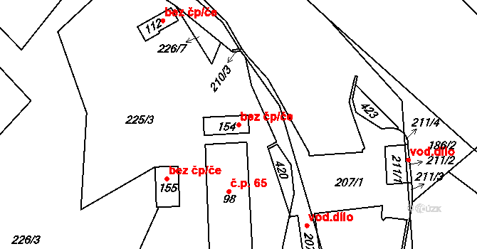 Hoštejn 41420055 na parcele st. 154 v KÚ Hoštejn, Katastrální mapa