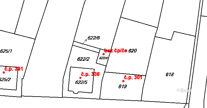 Hodějice 42635055 na parcele st. 622/4 v KÚ Hodějice, Katastrální mapa