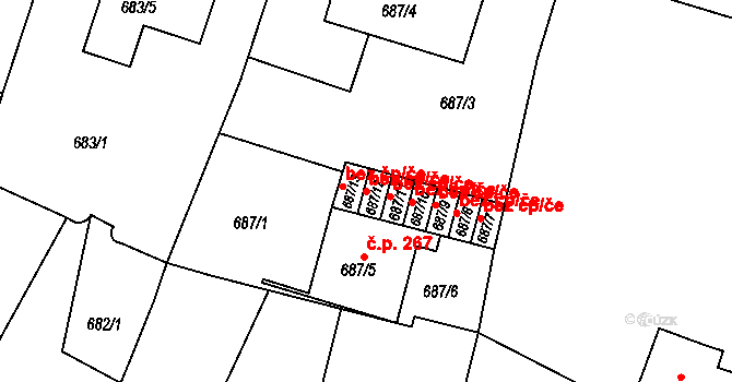 Kostelec nad Orlicí 44249055 na parcele st. 687/12 v KÚ Kostelec nad Orlicí, Katastrální mapa