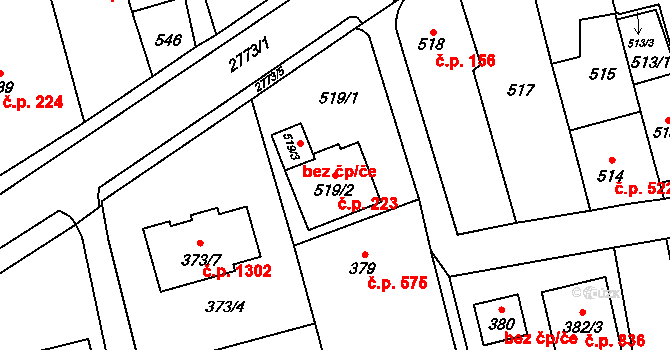 Kylešovice 223, Opava na parcele st. 519/2 v KÚ Kylešovice, Katastrální mapa