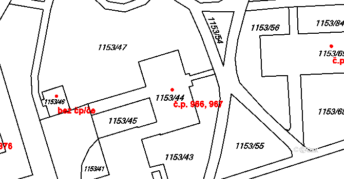 Kylešovice 966,967, Opava na parcele st. 1153/44 v KÚ Kylešovice, Katastrální mapa