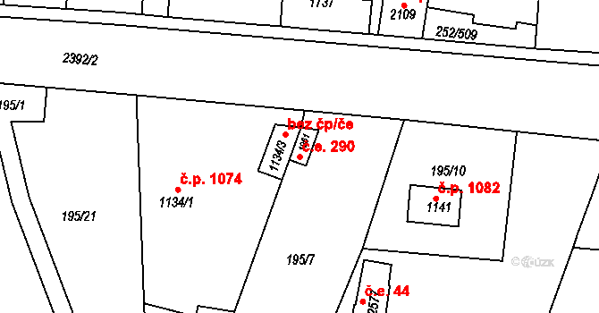 Rosice 48653055 na parcele st. 1961 v KÚ Rosice u Brna, Katastrální mapa