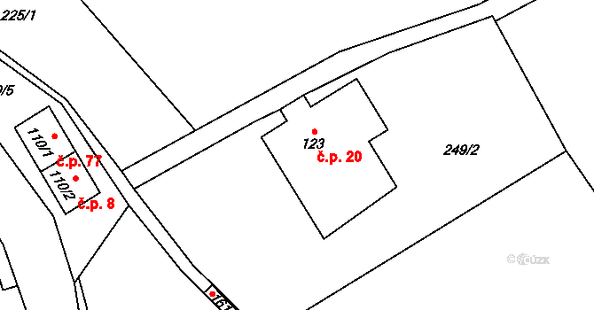 Rychnov 20, Krouna na parcele st. 123 v KÚ Rychnov, Katastrální mapa