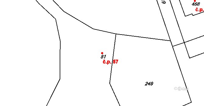 Řitka 57 na parcele st. 81 v KÚ Řitka, Katastrální mapa