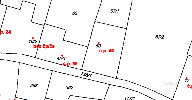 Jeníčkova Lhota 46, Chotoviny na parcele st. 50 v KÚ Jeníčkova Lhota, Katastrální mapa