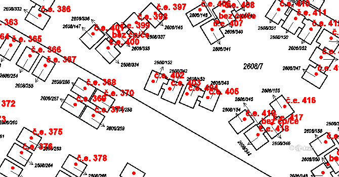 Staré Splavy 403, Doksy na parcele st. 2608/342 v KÚ Doksy u Máchova jezera, Katastrální mapa