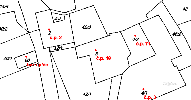 Svatava 18, Černovice na parcele st. 3 v KÚ Svatava u Černovic, Katastrální mapa