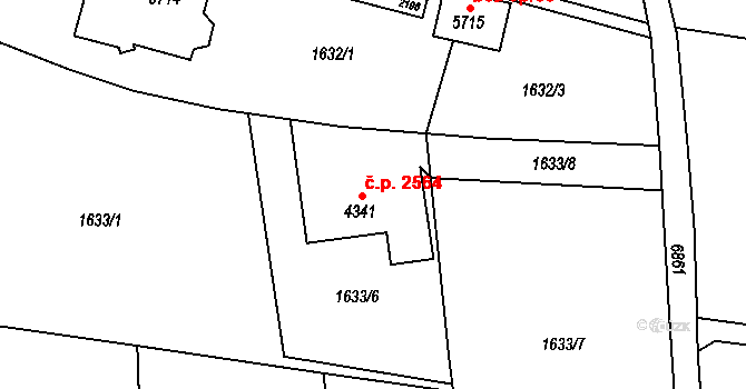 Žatec 2564 na parcele st. 4341 v KÚ Žatec, Katastrální mapa