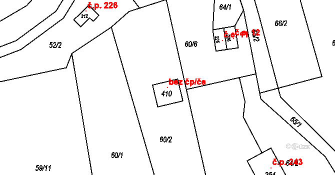 Jílové 103387056 na parcele st. 410 v KÚ Martiněves u Děčína, Katastrální mapa