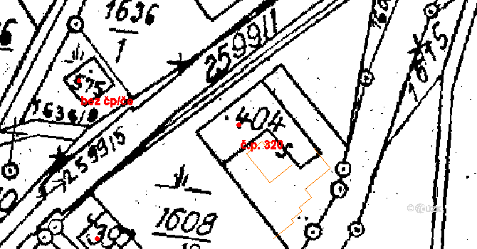 Horní Štěpánov 320 na parcele st. 404 v KÚ Horní Štěpánov, Katastrální mapa