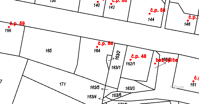 Honice 54, Stochov na parcele st. 164 v KÚ Honice, Katastrální mapa