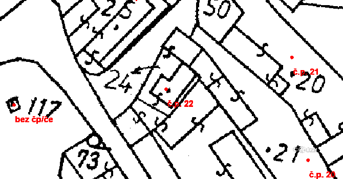Klucké Chvalovice 22, Zbýšov na parcele st. 24 v KÚ Klucké Chvalovice, Katastrální mapa