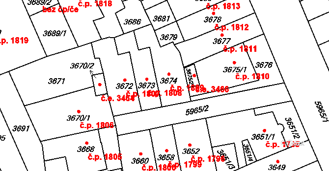 Jihlava 1809 na parcele st. 3674 v KÚ Jihlava, Katastrální mapa