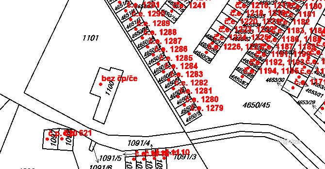 Jihlava 1283 na parcele st. 4650/9 v KÚ Jihlava, Katastrální mapa